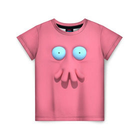 Детская футболка 3D с принтом Доктор Зойдберг , 100% гипоаллергенный полиэфир | прямой крой, круглый вырез горловины, длина до линии бедер, чуть спущенное плечо, ткань немного тянется | будущее | врач | краб | лицо | розовый | фантастика | футурама | щупальца