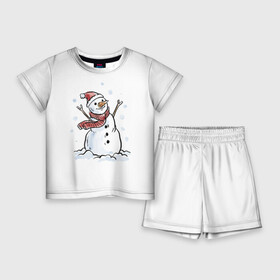 Детский костюм с шортами 3D с принтом Снеговик ,  |  | Тематика изображения на принте: happy new year | new year | santa claus | дед мороз | дедушка мороз | новый год | санта клаус | снеговик