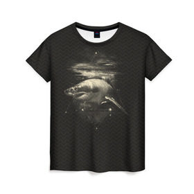 Женская футболка 3D с принтом Cosmic Shark , 100% полиэфир ( синтетическое хлопкоподобное полотно) | прямой крой, круглый вырез горловины, длина до линии бедер | space | галактика | космос | рыба
