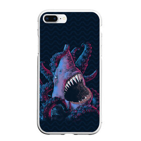 Чехол для iPhone 7Plus/8 Plus матовый с принтом Underwater Fight , Силикон | Область печати: задняя сторона чехла, без боковых панелей | акула | осьминог