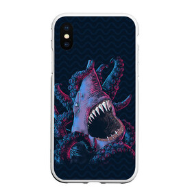 Чехол для iPhone XS Max матовый с принтом Underwater Fight , Силикон | Область печати: задняя сторона чехла, без боковых панелей | акула | осьминог