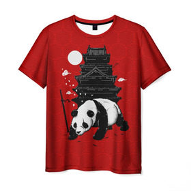 Мужская футболка 3D с принтом Panda Warrior , 100% полиэфир | прямой крой, круглый вырез горловины, длина до линии бедер | japan | panda | панда