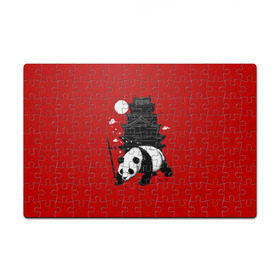 Пазл магнитный 126 элементов с принтом Panda Warrior , полимерный материал с магнитным слоем | 126 деталей, размер изделия —  180*270 мм | Тематика изображения на принте: japan | panda | панда