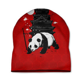 Шапка 3D с принтом Panda Warrior , 100% полиэстер | универсальный размер, печать по всей поверхности изделия | japan | panda | панда
