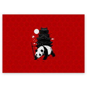 Поздравительная открытка с принтом Panda Warrior , 100% бумага | плотность бумаги 280 г/м2, матовая, на обратной стороне линовка и место для марки
 | japan | panda | панда