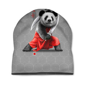 Шапка 3D с принтом Master Panda , 100% полиэстер | универсальный размер, печать по всей поверхности изделия | ninja | panda | ниндзя | панда
