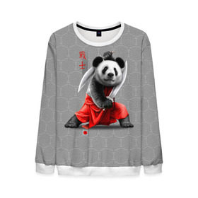 Мужской свитшот 3D с принтом Master Panda , 100% полиэстер с мягким внутренним слоем | круглый вырез горловины, мягкая резинка на манжетах и поясе, свободная посадка по фигуре | Тематика изображения на принте: ninja | panda | ниндзя | панда