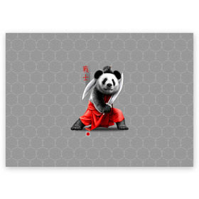 Поздравительная открытка с принтом Master Panda , 100% бумага | плотность бумаги 280 г/м2, матовая, на обратной стороне линовка и место для марки
 | ninja | panda | ниндзя | панда