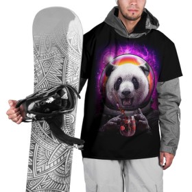Накидка на куртку 3D с принтом Panda Cosmonaut , 100% полиэстер |  | bear | galaxy | panda | space | star | астронавт | галактика | звезда | космонавт | космос | медведь | панда