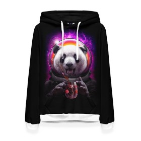 Женская толстовка 3D с принтом Panda Cosmonaut , 100% полиэстер  | двухслойный капюшон со шнурком для регулировки, мягкие манжеты на рукавах и по низу толстовки, спереди карман-кенгуру с мягким внутренним слоем. | bear | galaxy | panda | space | star | астронавт | галактика | звезда | космонавт | космос | медведь | панда