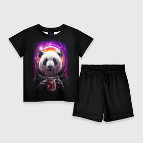 Детский костюм с шортами 3D с принтом Panda Cosmonaut ,  |  | Тематика изображения на принте: bear | galaxy | panda | space | star | астронавт | галактика | звезда | космонавт | космос | медведь | панда