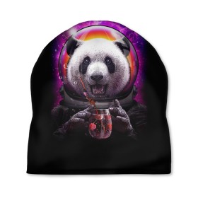 Шапка 3D с принтом Panda Cosmonaut , 100% полиэстер | универсальный размер, печать по всей поверхности изделия | bear | galaxy | panda | space | star | астронавт | галактика | звезда | космонавт | космос | медведь | панда
