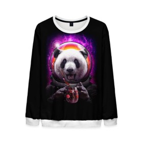 Мужской свитшот 3D с принтом Panda Cosmonaut , 100% полиэстер с мягким внутренним слоем | круглый вырез горловины, мягкая резинка на манжетах и поясе, свободная посадка по фигуре | Тематика изображения на принте: bear | galaxy | panda | space | star | астронавт | галактика | звезда | космонавт | космос | медведь | панда
