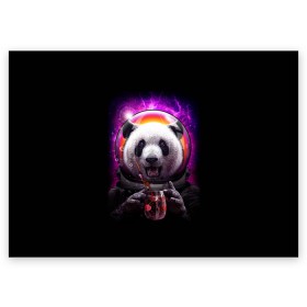 Поздравительная открытка с принтом Panda Cosmonaut , 100% бумага | плотность бумаги 280 г/м2, матовая, на обратной стороне линовка и место для марки
 | Тематика изображения на принте: bear | galaxy | panda | space | star | астронавт | галактика | звезда | космонавт | космос | медведь | панда