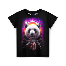 Детская футболка 3D с принтом Panda Cosmonaut , 100% гипоаллергенный полиэфир | прямой крой, круглый вырез горловины, длина до линии бедер, чуть спущенное плечо, ткань немного тянется | bear | galaxy | panda | space | star | астронавт | галактика | звезда | космонавт | космос | медведь | панда