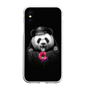 Чехол для iPhone XS Max матовый с принтом Donut Panda , Силикон | Область печати: задняя сторона чехла, без боковых панелей | bear | donut | panda | police | коп | медведь | панда | пончик