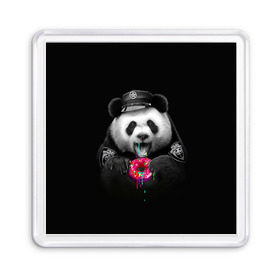 Магнит 55*55 с принтом Donut Panda , Пластик | Размер: 65*65 мм; Размер печати: 55*55 мм | Тематика изображения на принте: bear | donut | panda | police | коп | медведь | панда | пончик
