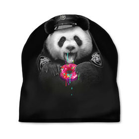 Шапка 3D с принтом Donut Panda , 100% полиэстер | универсальный размер, печать по всей поверхности изделия | bear | donut | panda | police | коп | медведь | панда | пончик