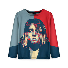 Детский лонгслив 3D с принтом Kurt Cobain , 100% полиэстер | длинные рукава, круглый вырез горловины, полуприлегающий силуэт
 | curt | hope | kobain | nirvana | кобейн | курт | нирвана