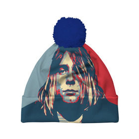 Шапка 3D c помпоном с принтом Kurt Cobain , 100% полиэстер | универсальный размер, печать по всей поверхности изделия | Тематика изображения на принте: curt | hope | kobain | nirvana | кобейн | курт | нирвана