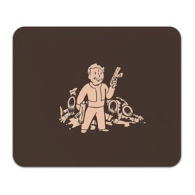 Коврик прямоугольный с принтом Волт-бой с оружием Fallout 4 , натуральный каучук | размер 230 х 185 мм; запечатка лицевой стороны | 111 | dweller | fallout | убежище | фаллаут