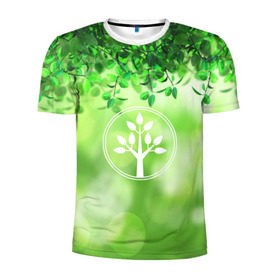 Мужская футболка 3D спортивная с принтом Береги природу , 100% полиэстер с улучшенными характеристиками | приталенный силуэт, круглая горловина, широкие плечи, сужается к линии бедра | Тематика изображения на принте: береги природу | дерево | зелёная | зелень | листья | природа