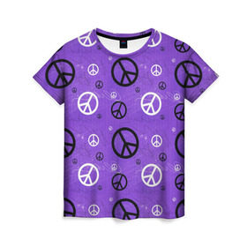 Женская футболка 3D с принтом Peace , 100% полиэфир ( синтетическое хлопкоподобное полотно) | прямой крой, круглый вырез горловины, длина до линии бедер | abstract | hippie | hipster | swag | tie dye | абстракция | свэг | текстура | хиппи | хипстер