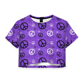 Женская футболка 3D укороченная с принтом Peace , 100% полиэстер | круглая горловина, длина футболки до линии талии, рукава с отворотами | abstract | hippie | hipster | swag | tie dye | абстракция | свэг | текстура | хиппи | хипстер