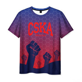 Мужская футболка 3D с принтом CSKA Msk , 100% полиэфир | прямой крой, круглый вырез горловины, длина до линии бедер | moscow | москва | цска