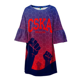 Детское платье 3D с принтом CSKA Msk , 100% полиэстер | прямой силуэт, чуть расширенный к низу. Круглая горловина, на рукавах — воланы | moscow | москва | цска