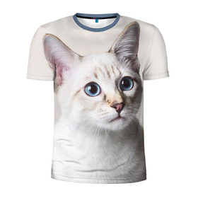 Мужская футболка 3D спортивная с принтом Кошечка , 100% полиэстер с улучшенными характеристиками | приталенный силуэт, круглая горловина, широкие плечи, сужается к линии бедра | Тематика изображения на принте: кот | котики | котята | кошка | рыженький | рыжий | серенький | черненький