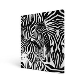 Холст квадратный с принтом Зебра , 100% ПВХ |  | Тематика изображения на принте: дикое | животное | зебра | камуфляж | лошадь | маскировка | полосы | текстура | фон | черно белые