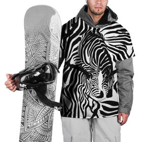 Накидка на куртку 3D с принтом Зебра , 100% полиэстер |  | дикое | животное | зебра | камуфляж | лошадь | маскировка | полосы | текстура | фон | черно белые