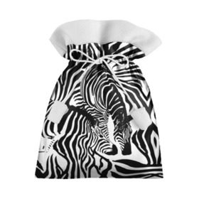 Подарочный 3D мешок с принтом Зебра , 100% полиэстер | Размер: 29*39 см | Тематика изображения на принте: дикое | животное | зебра | камуфляж | лошадь | маскировка | полосы | текстура | фон | черно белые