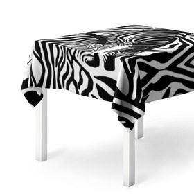 Скатерть 3D с принтом Зебра , 100% полиэстер (ткань не мнется и не растягивается) | Размер: 150*150 см | дикое | животное | зебра | камуфляж | лошадь | маскировка | полосы | текстура | фон | черно белые