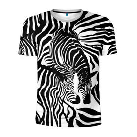 Мужская футболка 3D спортивная с принтом Зебра , 100% полиэстер с улучшенными характеристиками | приталенный силуэт, круглая горловина, широкие плечи, сужается к линии бедра | Тематика изображения на принте: дикое | животное | зебра | камуфляж | лошадь | маскировка | полосы | текстура | фон | черно белые