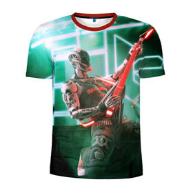 Мужская футболка 3D спортивная с принтом Rocker Robot , 100% полиэстер с улучшенными характеристиками | приталенный силуэт, круглая горловина, широкие плечи, сужается к линии бедра | rock | гитара | музыка | робот | рок