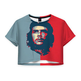 Женская футболка 3D укороченная с принтом Che Guevara , 100% полиэстер | круглая горловина, длина футболки до линии талии, рукава с отворотами | че гевара