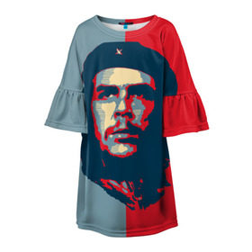 Детское платье 3D с принтом Che Guevara , 100% полиэстер | прямой силуэт, чуть расширенный к низу. Круглая горловина, на рукавах — воланы | че гевара