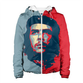 Женская куртка 3D с принтом Che Guevara , ткань верха — 100% полиэстер, подклад — флис | прямой крой, подол и капюшон оформлены резинкой с фиксаторами, два кармана без застежек по бокам, один большой потайной карман на груди. Карман на груди застегивается на липучку | че гевара