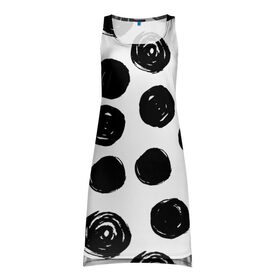 Платье-майка 3D с принтом Бусины! , 100% полиэстер | полуприлегающий силуэт, широкие бретели, круглый вырез горловины, удлиненный подол сзади. | арт | белый | бусина | круг | фигура | черный