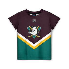 Детская футболка 3D с принтом Anaheim Ducks , 100% гипоаллергенный полиэфир | прямой крой, круглый вырез горловины, длина до линии бедер, чуть спущенное плечо, ткань немного тянется | Тематика изображения на принте: america | canada | hockey | nhl | usa | америка | канада | лед | нхл | сша | хоккей