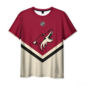 Мужская футболка 3D с принтом Arizona Coyotes , 100% полиэфир | прямой крой, круглый вырез горловины, длина до линии бедер | Тематика изображения на принте: america | canada | hockey | nhl | usa | америка | аризона | канада | койотис | лед | нхл | сша | хоккей