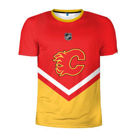 Мужская футболка 3D спортивная с принтом Calgary Flames , 100% полиэстер с улучшенными характеристиками | приталенный силуэт, круглая горловина, широкие плечи, сужается к линии бедра | 