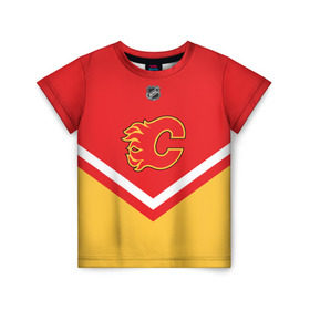 Детская футболка 3D с принтом Calgary Flames , 100% гипоаллергенный полиэфир | прямой крой, круглый вырез горловины, длина до линии бедер, чуть спущенное плечо, ткань немного тянется | Тематика изображения на принте: 