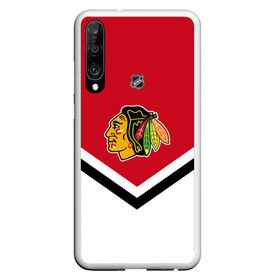 Чехол для Honor P30 с принтом Chicago Blackhawks , Силикон | Область печати: задняя сторона чехла, без боковых панелей | america | canada | hockey | nhl | usa | америка | блэкхокс | канада | лед | нхл | сша | хоккей | чикаго