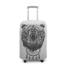 Чехол для чемодана 3D с принтом Bear Dreamcatcher , 86% полиэфир, 14% спандекс | двустороннее нанесение принта, прорези для ручек и колес | bear | beast | forest | russia | siberian | зверь | лес | ловец | медведь | россия | сибирь | сон | ярость