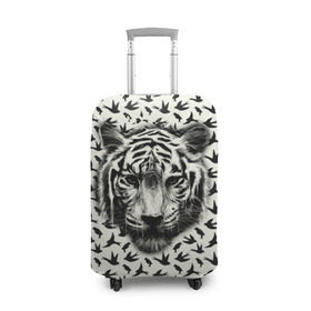 Чехол для чемодана 3D с принтом Tiger Dreams , 86% полиэфир, 14% спандекс | двустороннее нанесение принта, прорези для ручек и колес | Тематика изображения на принте: bird | cat | dream | fly | tiger | кис | кот | кошка | мечте | мяу | полет | птица | тигр