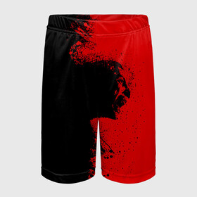 Детские спортивные шорты 3D с принтом Blood Rage ,  100% полиэстер
 | пояс оформлен широкой мягкой резинкой, ткань тянется
 | Тематика изображения на принте: blood | dark | killer | monster | zombie | зомби | кровь | монстр | нечисть