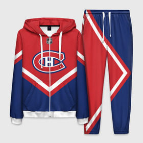 Мужской костюм 3D с принтом Montreal Canadiens , 100% полиэстер | Манжеты и пояс оформлены тканевой резинкой, двухслойный капюшон со шнурком для регулировки, карманы спереди | america | canada | hockey | nhl | usa | америка | канада | канадиенс | лед | монреаль | нхл | сша | хоккей